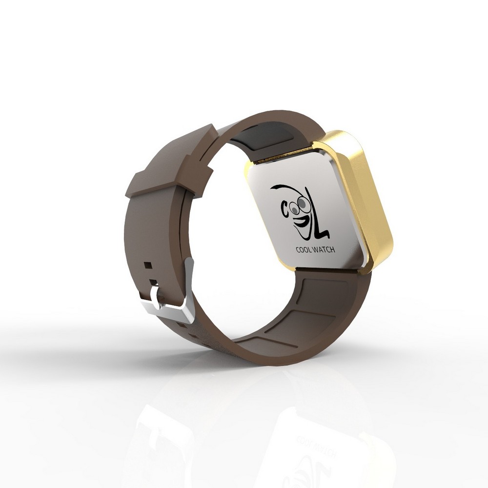 Cool Watch Saat - Gold Mat Dokunmatik Kasa - Kahverengi Kayış Unisex