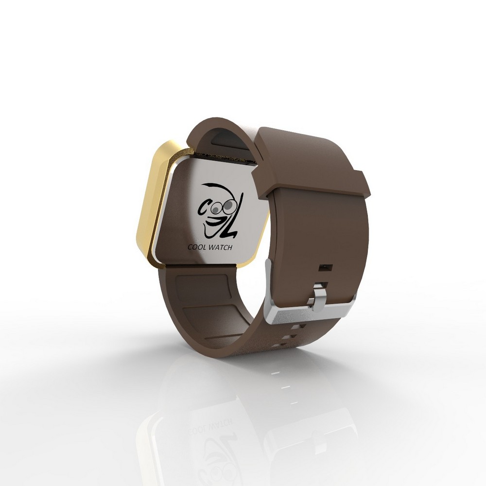 Cool Watch Saat - Gold Mat Dokunmatik Kasa - Kahverengi Kayış Unisex