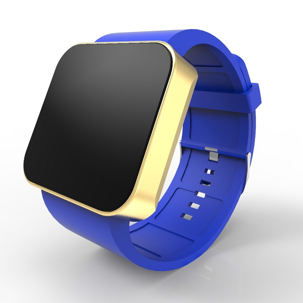 Cool Watch Saat - Gold Mat Dokunmatik Kasa - Mavi Kayış Unisex