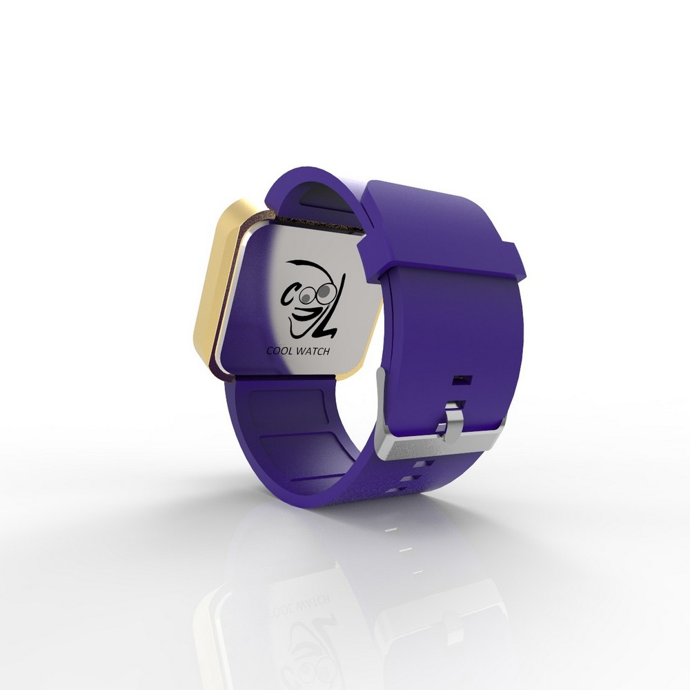 Cool Watch Saat - Gold Mat Dokunmatik Kasa - Mor Kayış Unisex