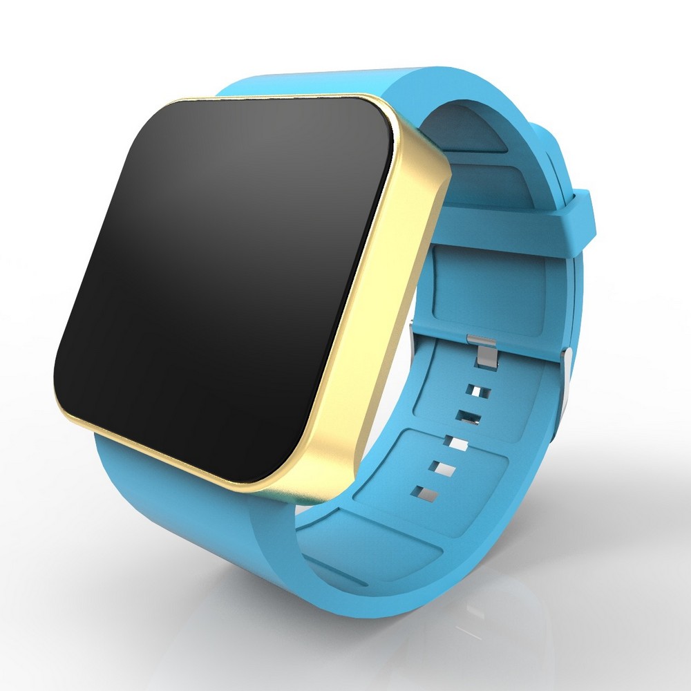 Cool Watch Saat - Gold Mat Dokunmatik Kasa - Turkuaz Kayış Unisex
