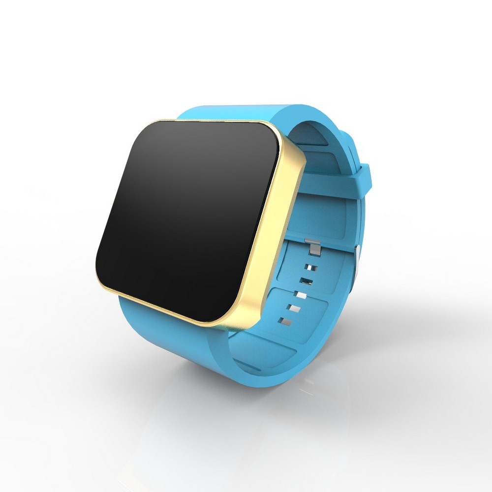 Cool Watch Saat - Gold Mat Dokunmatik Kasa - Turkuaz Kayış Unisex