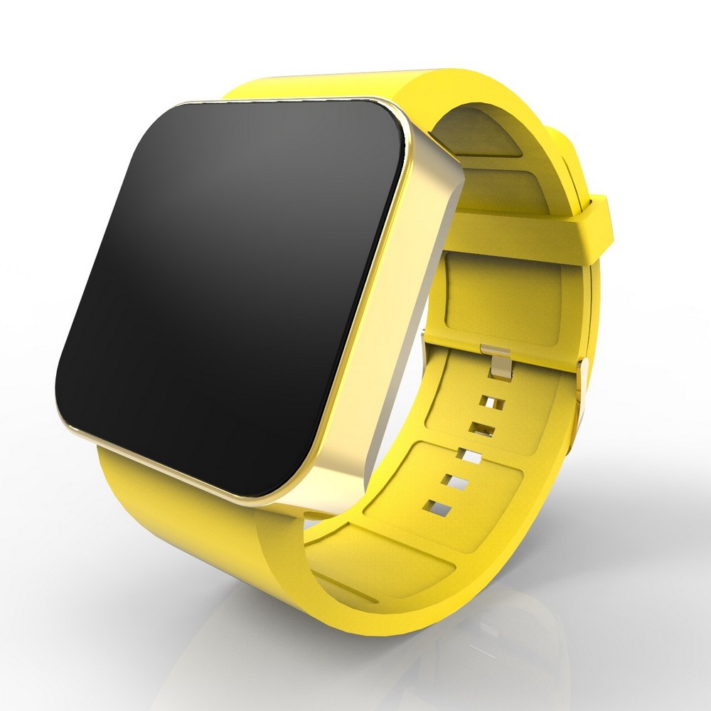 Cool Watch Saat - Gold Shiny Dokunmatik Kasa - Sarı Kayış Unisex