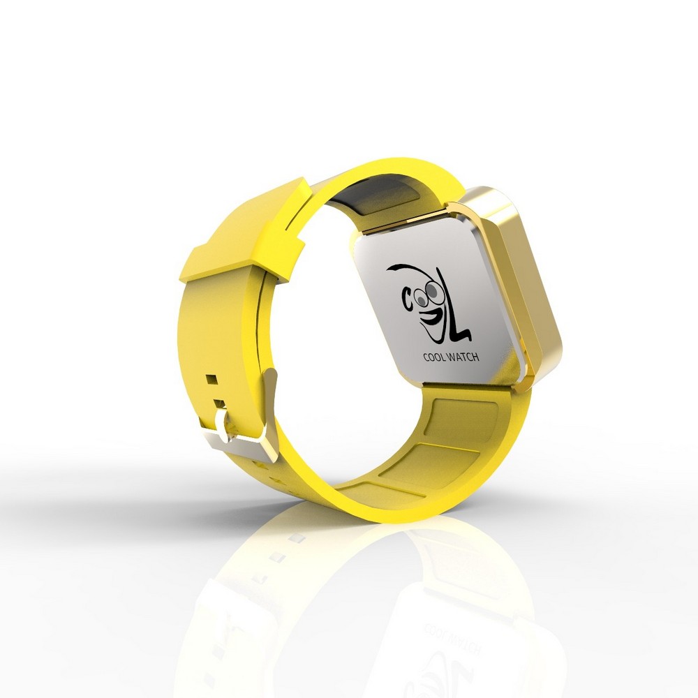 Cool Watch Saat - Gold Shiny Dokunmatik Kasa - Sarı Kayış Unisex