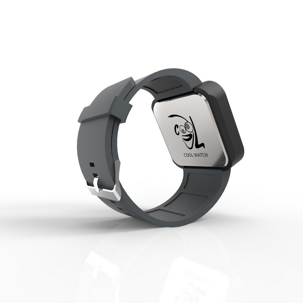 Cool Watch Saat - Siyah Mat Dokunmatik Kasa - Gri Kayış Unisex