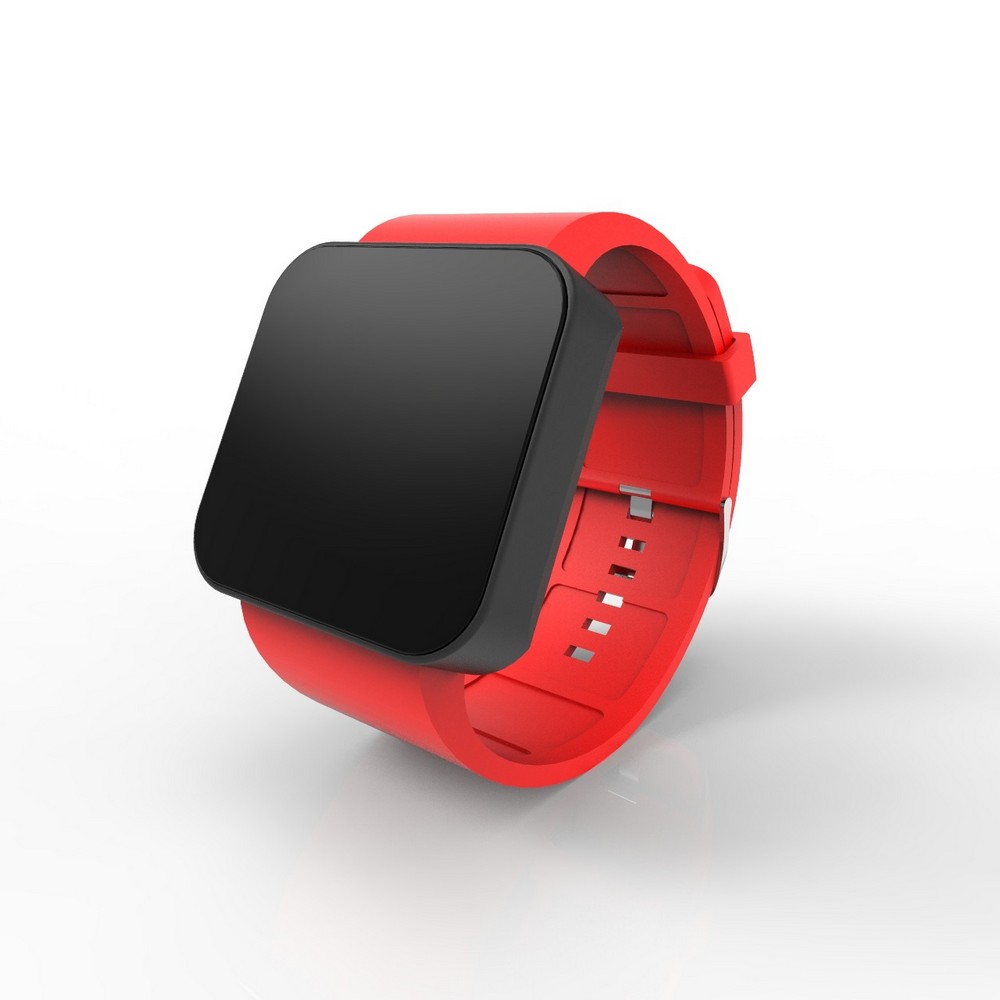 Cool Watch Saat - Siyah Mat Dokunmatik Kasa - Kırmızı Kayış Unisex