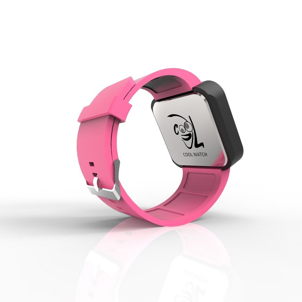 Cool Watch Saat - Siyah Mat Dokunmatik Kasa - Pembe Kayış Unisex