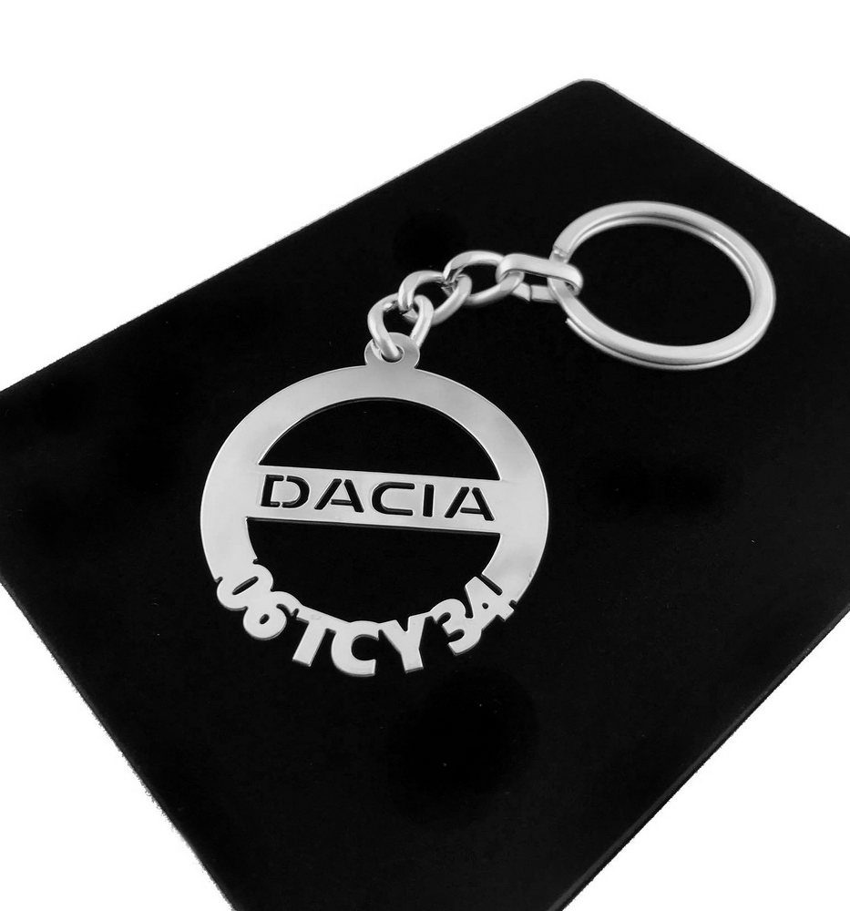 Kişiye Özel - Metal Dacia - Gümüş Anahtarlık Gerçek Gümüş Kaplama