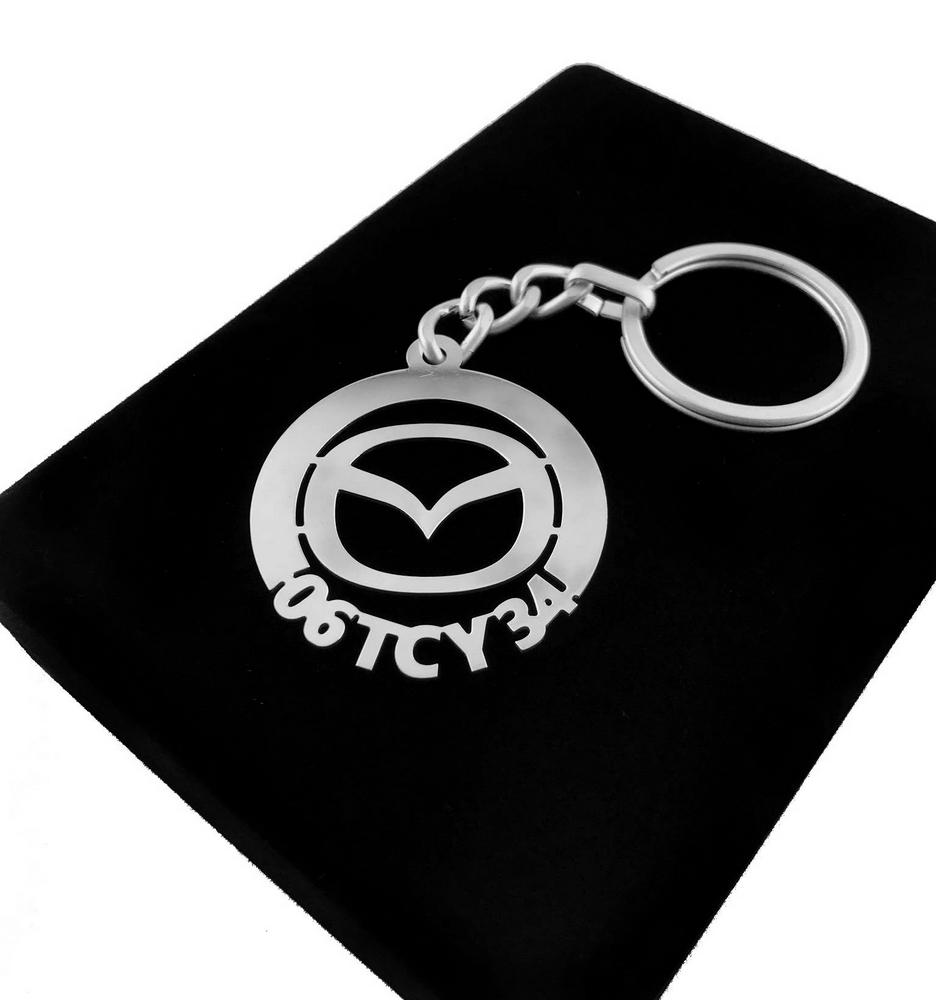 Kişiye Özel - Metal Mazda - Gümüş Anahtarlık Gerçek Gümüş Kaplama