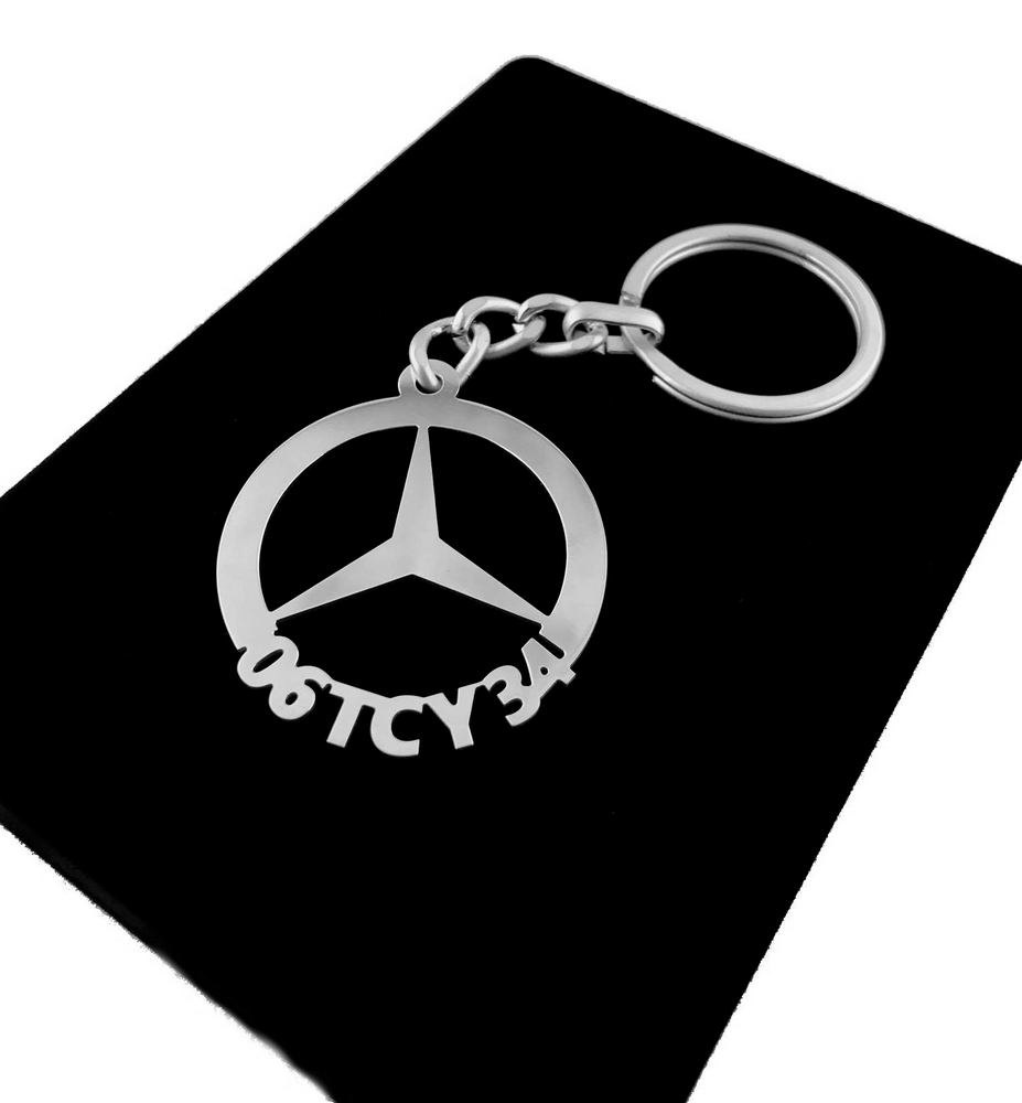 Kişiye Özel - Metal Mercedes Benz - Gümüş Anahtarlık Gerçek Gümüş Kaplama