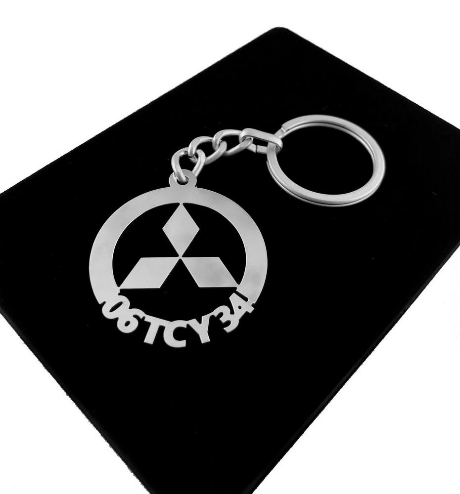 Kişiye Özel - Metal Mitsubishi - Gümüş Anahtarlık Gerçek Gümüş Kaplama