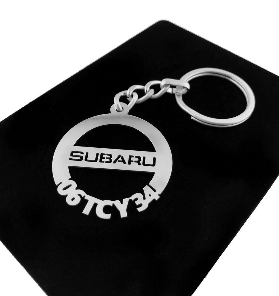 Kişiye Özel - Metal Subaru - Gümüş Anahtarlık Gerçek Gümüş Kaplama