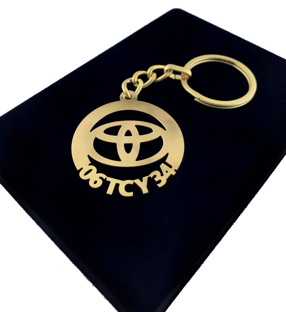 Kişiye Özel - Metal Toyota - Gold Plaka Anahtarlık Gerçek Altın Kaplama